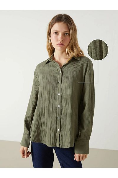 LC Waikiki Γυναικείο πουκάμισο με υφή LCW Vision Beige
