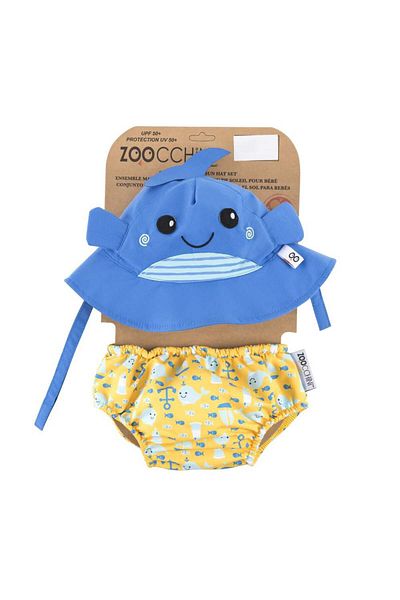 OEM Swimsuit and Hat Set, Size S, Upf 50, Zoocchini, Whale