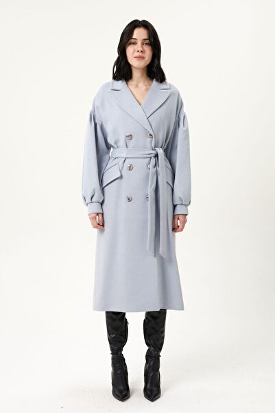 AGSPARK BELDEN KEMERLİ ÖNDEN DÜĞMELİ KAŞE UZUN KABAN