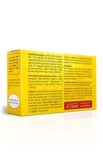 ZENYTH Vitamin D3 500 IU For Children, 30 Capsules, In Mct Coconut Oil, Superior Absorption,