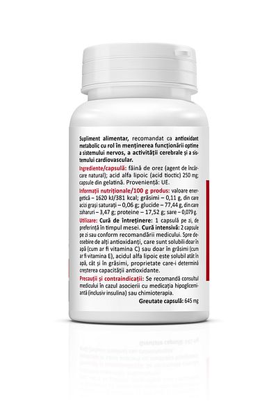 ZENYTH Alpha Lipoic Acid, 60cps, 250 Mg / Capsule, Diabetic Neuropathy, Reducing Insulin Resistance