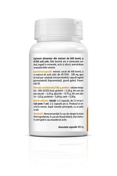 ZENYTH Ox Bile, 20 Capsules, 100 Mg / Capsule, Lazy Bile, Bile Deficiency,