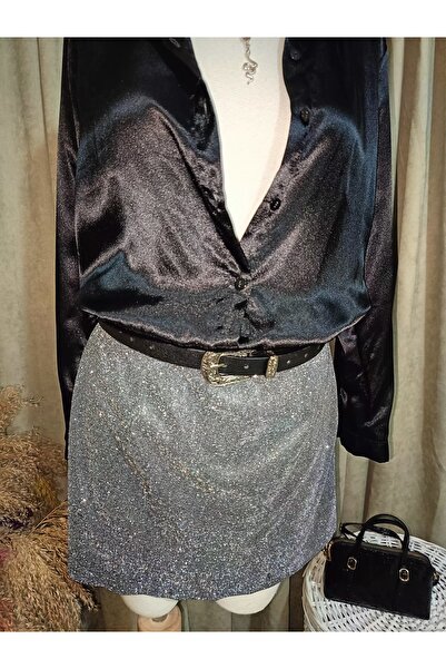 Khloe GRİ SİMLİ ETEK