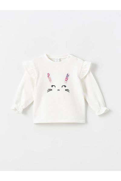 LC Waikiki Lcw Baby Ecru Crew Neck Floral Baby Girl Blouse and Leggings Set of 2