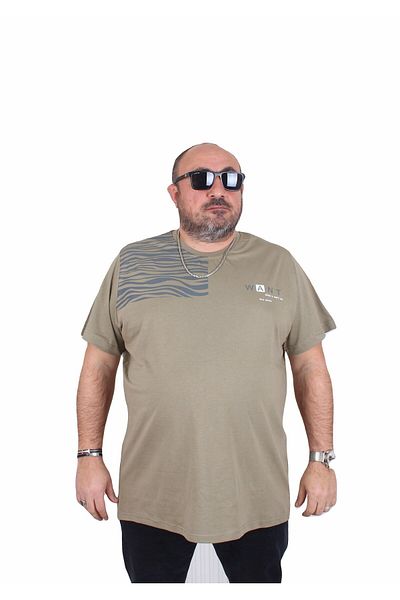 MocGrande Ανδρικό T-Shirt Plus Size Crew Neck Want 25160 KHAKI