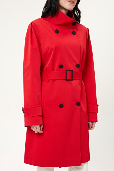 AGSPARK BELDEN KEMERLİ KOLLARI APOLET DETAYLI ÇİFT KAPAMALI TRENÇKOT