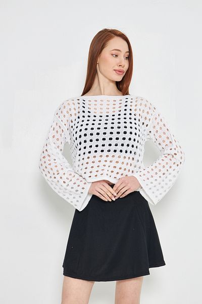 brako tekstil Perforated Knitted Crop Sweater Women's Loose Sweater