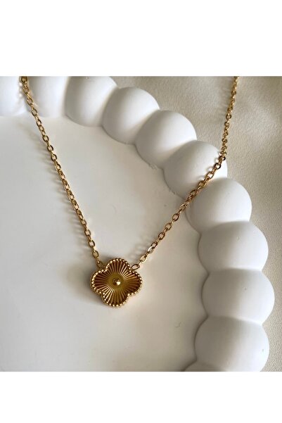 gaila design Gold Steel Clover Necklace