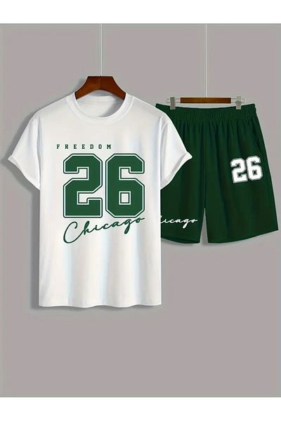 bellanova Men Summer Fashion Two Piece Set - Number Jersey Printed Short Sleeve