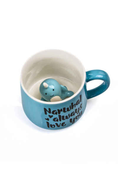 MUKKO HOME 3D Porcelain Mug – Narval Whale Figured, 350 Ml, Cute and Fun Design