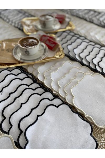 uğurhome Etamine Embroidered Presentation Napkin - 6 Pieces - 15x15cm