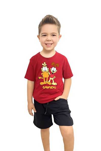 yudemia Garfield Printed Children's T-Shirt and Shorts Set |   100% Cotton, Stylish and Comfortable