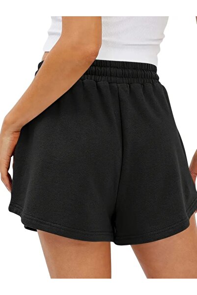 CAONNES Kadın Siyah Şort Büyük Beden Battal Eşofman Altı Spor Rahat Giyim Kaliteli Şık Görünüm ŞAH MODA8874