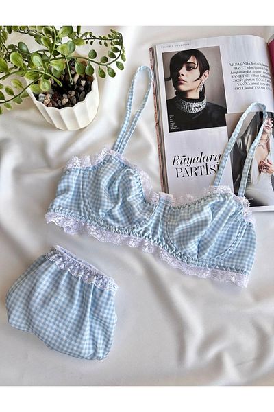 İNKO İÇ GİYİM Set tanga sutien cu sârmă din satin