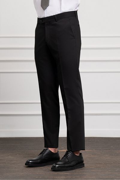 Morven Men's Black Polyviscon Basic Slim Fit Slim Fit Trousers