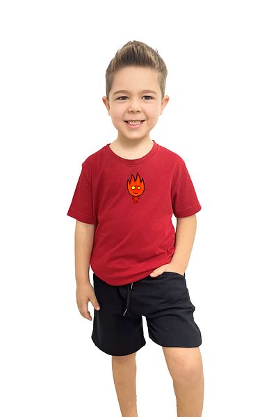 yudemia Fire and Water Fire Printed Children's T-Shirt and Shorts Set |   100% Cotton, Stylish and Comfortable