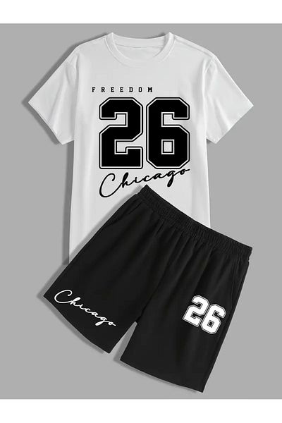 bellanova Men Summer Fashion Two Piece Set - Number Jersey Printed Short Sleeve