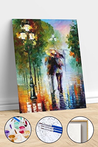 Pastelya Sayılarla Boyama Seti Çerçeveli Kasnaklı Romantik Sonbahar  40 x 50 cm