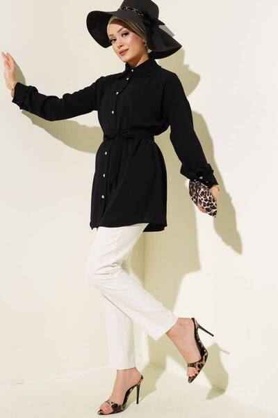 Afili butik سترة بأزرار وياقة على شكل فيونكة