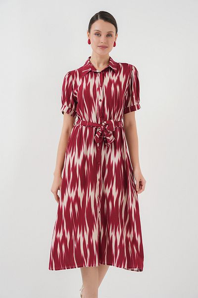 Bigdart Φόρεμα με μοτίβο κοντομάνικο 2532 - Claret Red