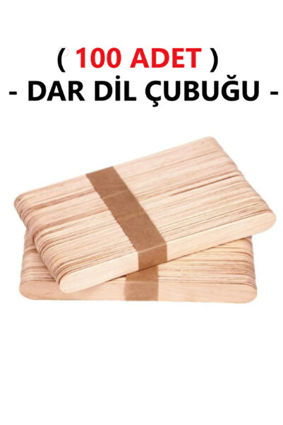 Hobialem ( 100 Adet ) Ahşap Büyük Dar  Dil Çubuğu Abeslang Dondurma Dil Basma...