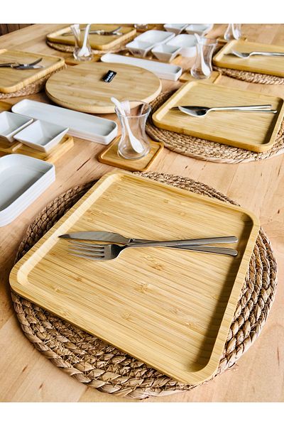 CASA DE BELLA Modern 45-Piece Bamboo Porcelain Breakfast Set for 6