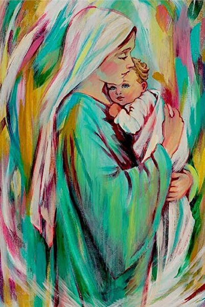 Pastelya Sayılarla Boyama Seti Çerçeveli Kasnaklı Anne Kuzusu 40 x 50 Cm