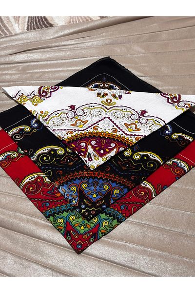 brako tekstil باندانا منقوشة - إكسسوار رأس وحقيبة عرقي متعدد الألوان (قطعة واحدة)