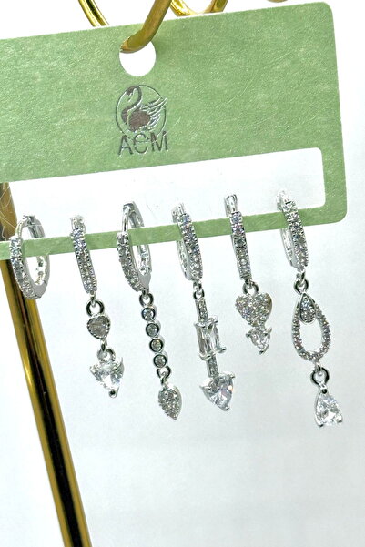 DEMOKAN Women Earrings Imported Full Zircon Series 6pcs Drop Heart Long Dangl...