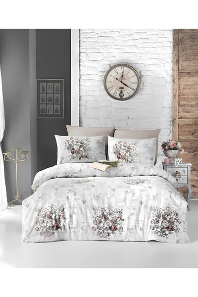 Sivalde Σετ Παπλωματοθήκη Demet Ranforce Cotton Διπλό Λευκό