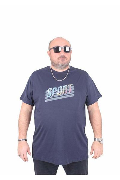 Starbattal Ανδρικό μπλουζάκι με λαιμόκοψη σε μεγάλο μέγεθος Sport NAVY 25162