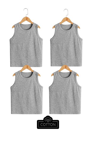 ROSAMİNA Boy's Cotton Gray 4-Piece Undershirt