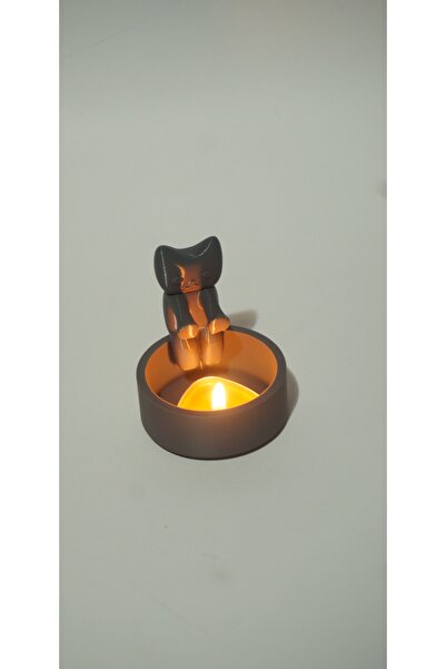 Store Isınan Sevimli Kedi Mumluk