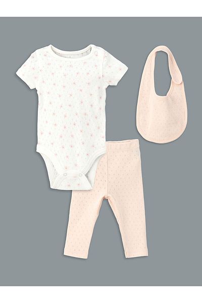 LC Waikiki Ecru Floral Baby Girl Hospital Discharge Set