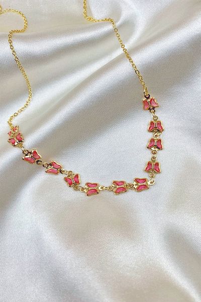 Eylülün Takısı Women's Gold Color Butterfly Necklace