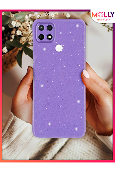 Molly Oppo A15 - A15s İçin Lila Berry Simli Parlak Silikon Kılıf