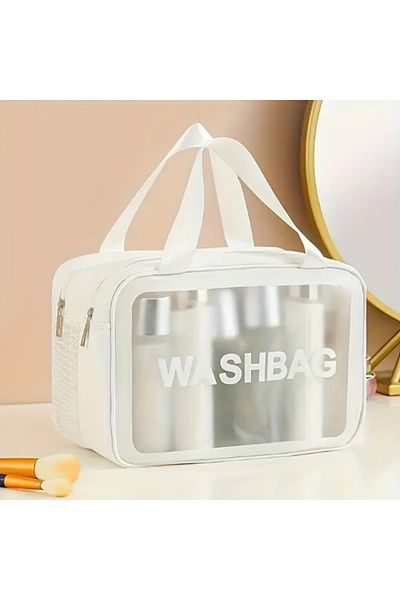Boldy Geantă de îngrijire personală - Geantă de machiaj transparentă impermeabilă - Geantă de călătorie pentru cosmetice impermeabilă (XXL)