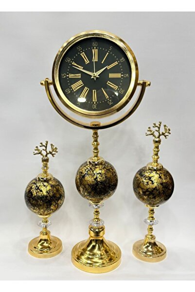 AC STORY 3LÜ TOP SAATLİ SALON SETİ DEKORATİF SAAT BİBLO