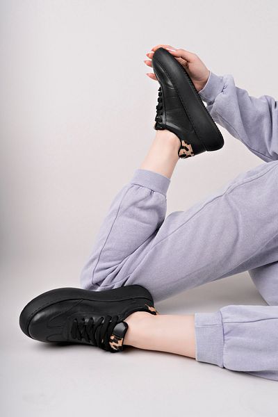 simethrift Talpă subțire și groasă Leopard Negru Pantofi sport cu șireturi Pantofi de mers Pantofi de mers Pantofi casual
