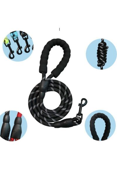tosbai Köpek Gezdirme Tasma Kayışı Siyah 40 Kg'a Kadar Köpekler Için Tasma Halatı Gezdirme Ipi 130 Cm