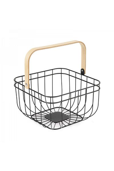 Lacor Square steel basket with handle for fruit, 26x26x18.3 cm