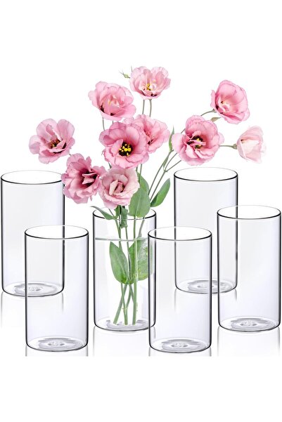 Home Zone 6 قطع من مزهريات الزهور الزجاجية الشفافة، حاملات الشموع العائمة ذات...