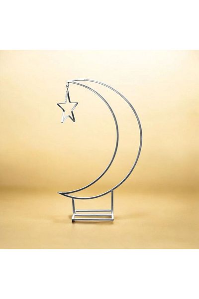 Generic هلال رمضان  معدن لون فضي بدون زينه بدون اضاءه بدون الورد⁩