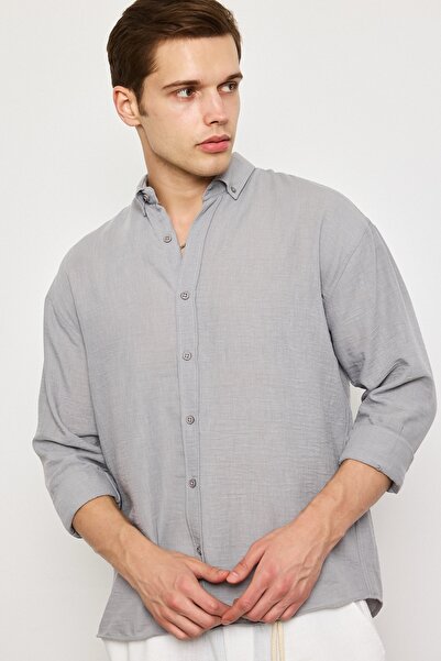 MADZEYMODA Сіра преміум чоловіча сорочка LS-19832