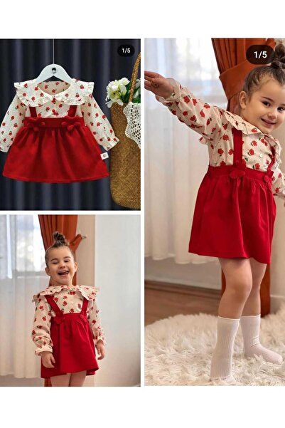 heylinakids Gabardin jile gömlekli elbise kombin takım