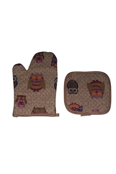 Generic طقم جاونتى وماسك قماش مزخرف من قطعتين بشكل بومه