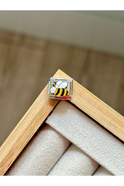 YOUES JEWELRY 9mm Steel Stainless Italian Charm - Attachment Link Bee Charm