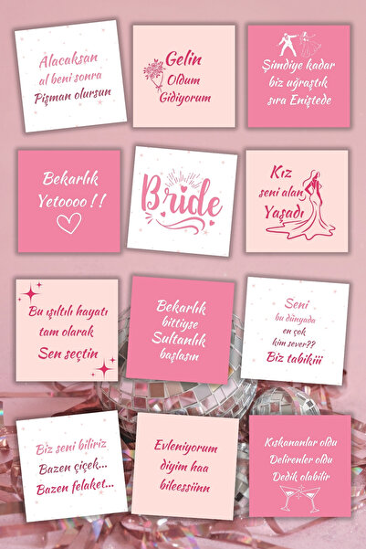 Metranya Bekarlığa Veda Partisi Motto Kartları 12 Adet Bride To Be Gelin Düğü...