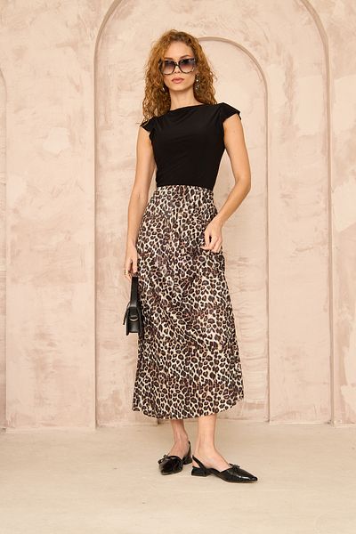 Rudaconcept Fusta cu model leopard, fustă lungă, fustă cadou, fustă elegantă