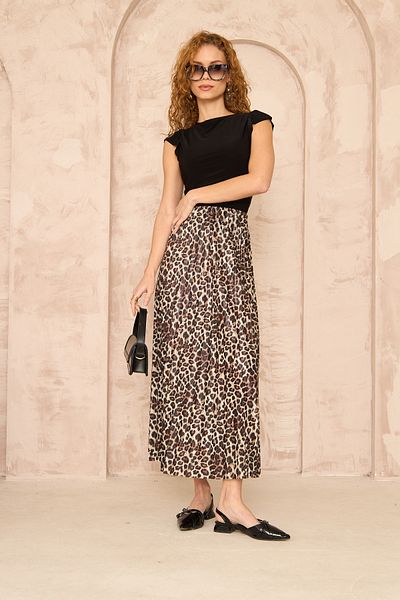 Rudaconcept Fusta cu model leopard, fustă lungă, fustă cadou, fustă elegantă